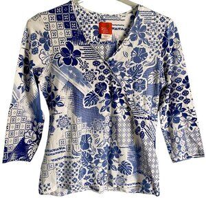 Hearts of Palm Petite Floral Cotton Blend Top Size Petite Small PS